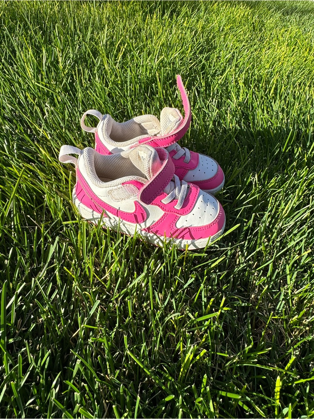 Nike Court Borough Low 2 Girls Pink White Sneakers Toddler Size 8C